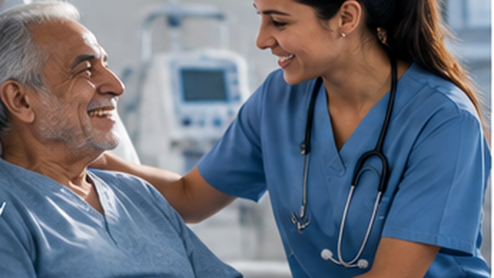 A patient receiving compassionate support from a healthcare professional